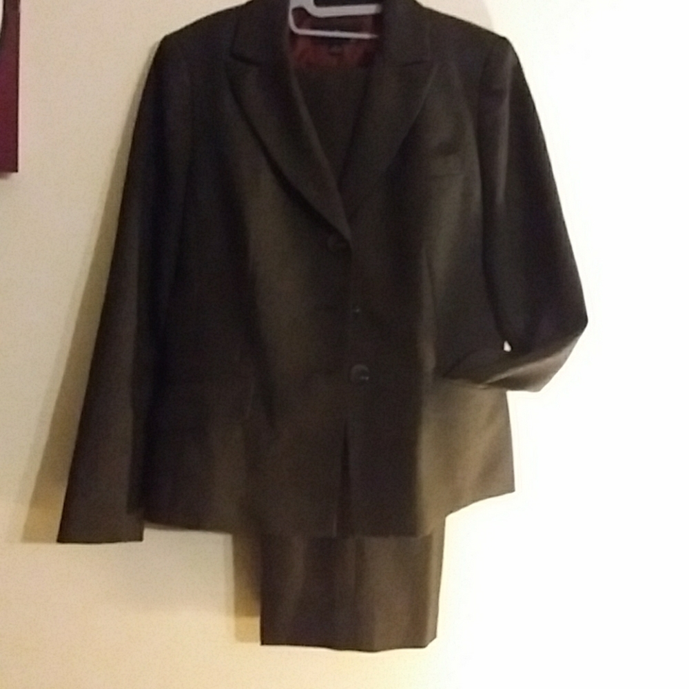 Charcoal Grey Pinstripe Evan Picone Pant Suit